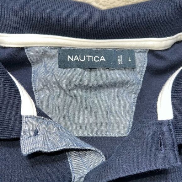 Nautica Navy Blue Short Sleeve Slim Fit Deck Polo Men’s Large - Picture 3 of 11